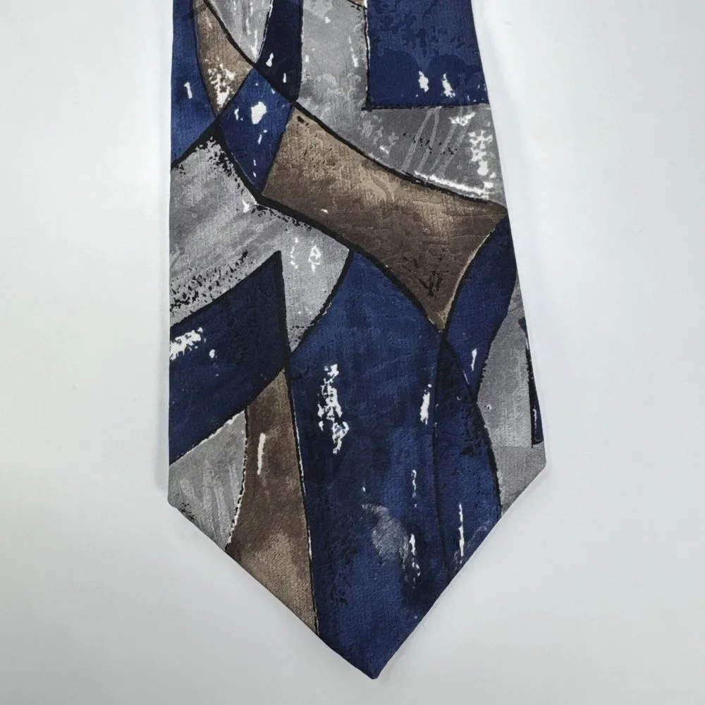 Lot of 3 Vintage Neckties Daniel Hechter 100% Silk‎ Made in USA Blue Black Brown